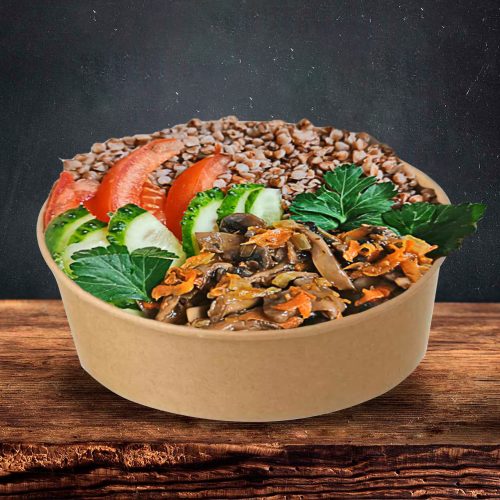 Боул з гречкою та смаженими грибами(печериці)
